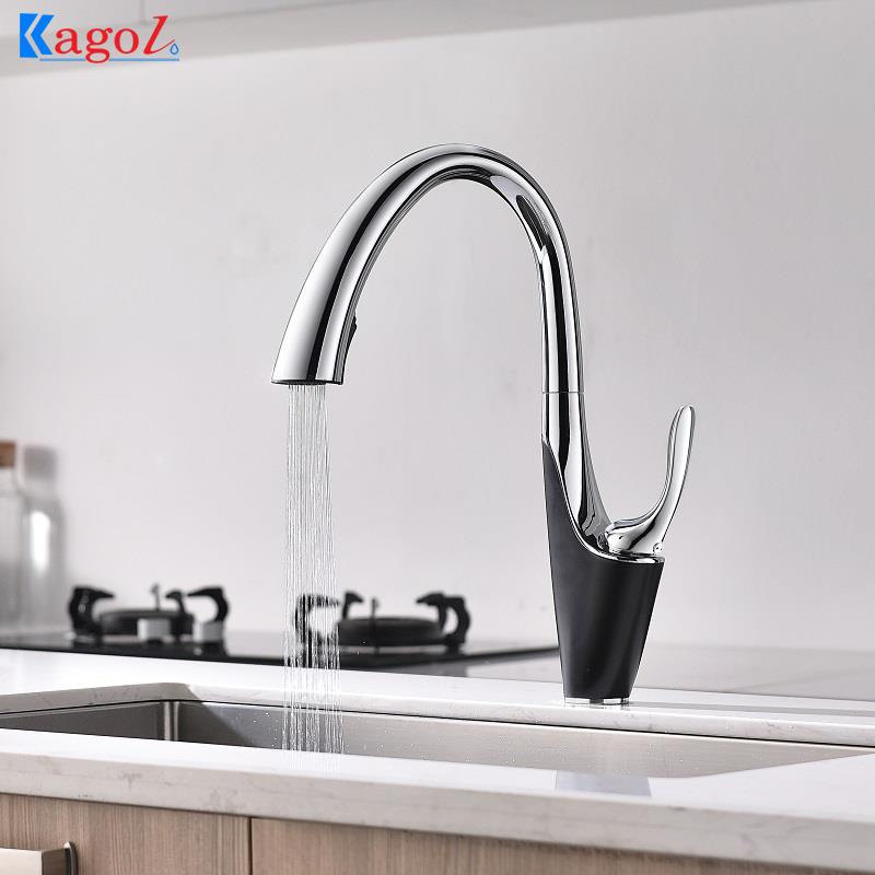 Vòi rửa bát nóng lạnh dây rút Kagol K06
