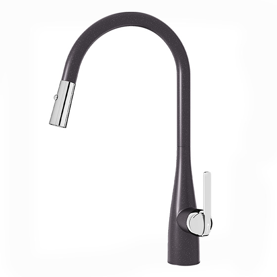 Vòi rửa bát nóng lạnh dây rút Konox Artan Grey - Image 4