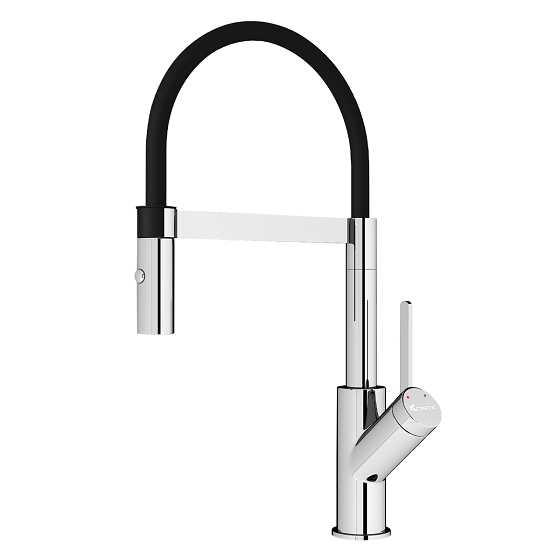 Vòi rửa bát nóng lạnh dây rút Konox Ponte Chrome - Image 4