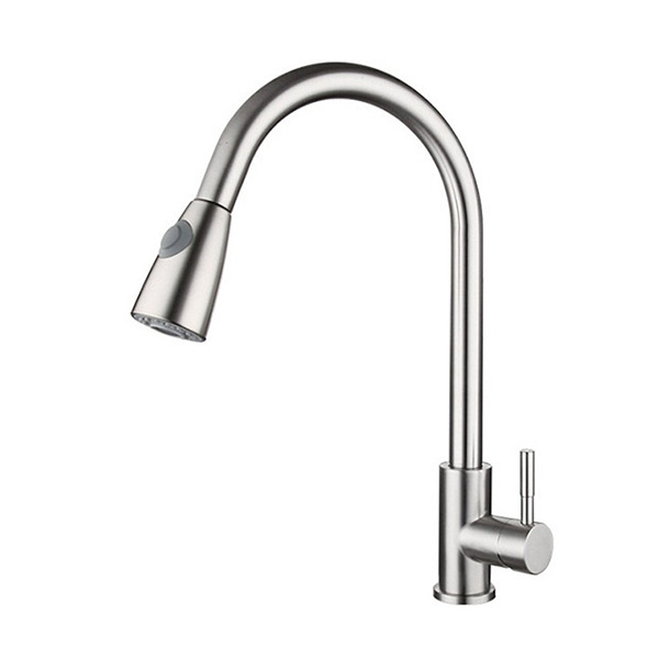 Vòi rửa bát nóng lạnh dây rút mẫu mới mạ màu xám ghi Miken MK-1015GR - Image 5