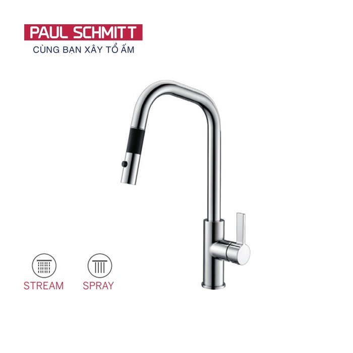 Vòi rửa bát nóng lạnh dây rút Paul Schmitt PA327KB - Image 4