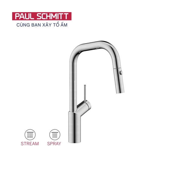 Vòi rửa bát nóng lạnh dây rút Paul Schmitt PA332KBN - Image 4