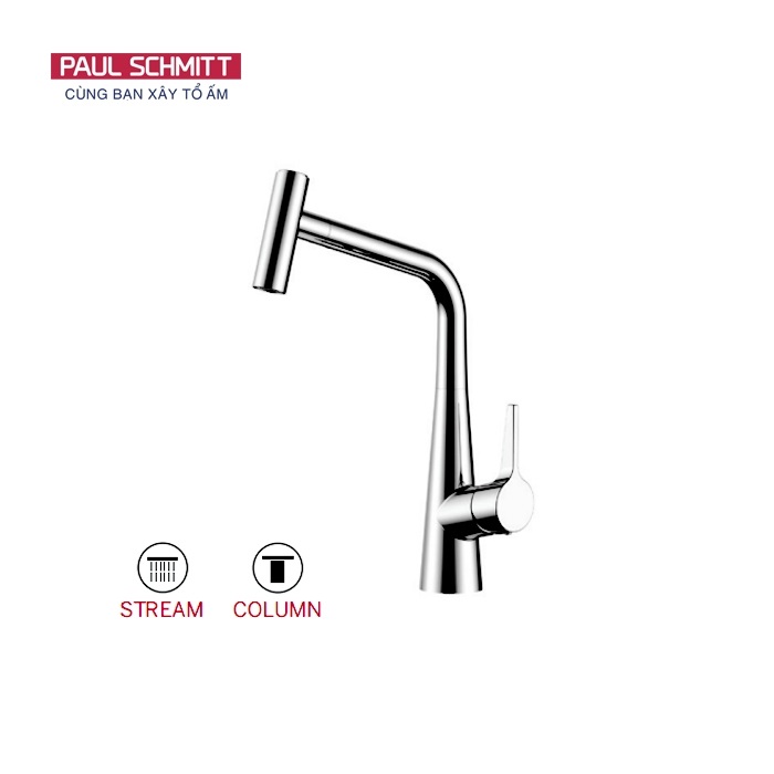 Vòi rửa bát nóng lạnh dây rút Paul Schmitt PA333K