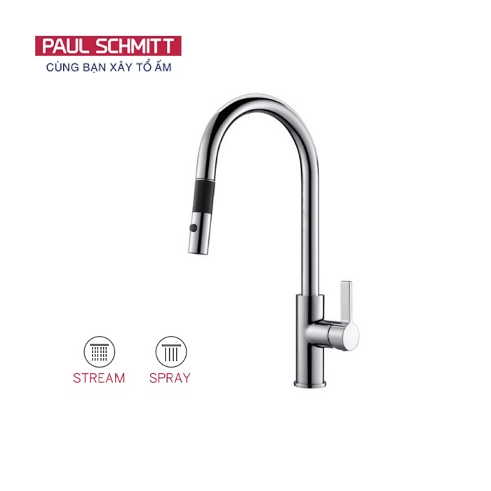 Vòi rửa bát nóng lạnh dây rút Paul Schmitt PA333K - Image 3