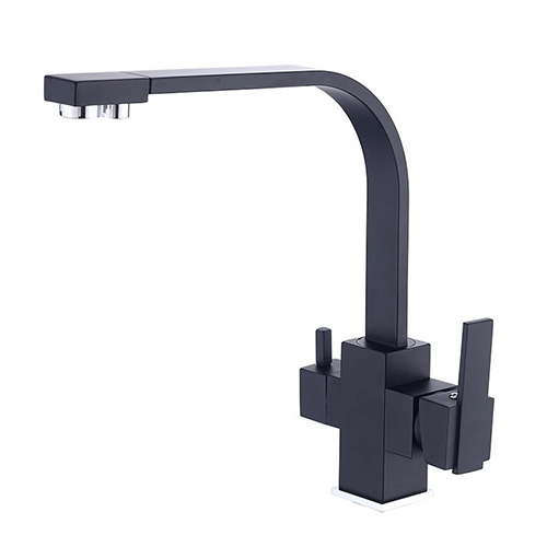 Vòi rửa bát nóng lạnh mạ màu đen kết hợp vòi RO Miken MK-2027BRO - Image 3