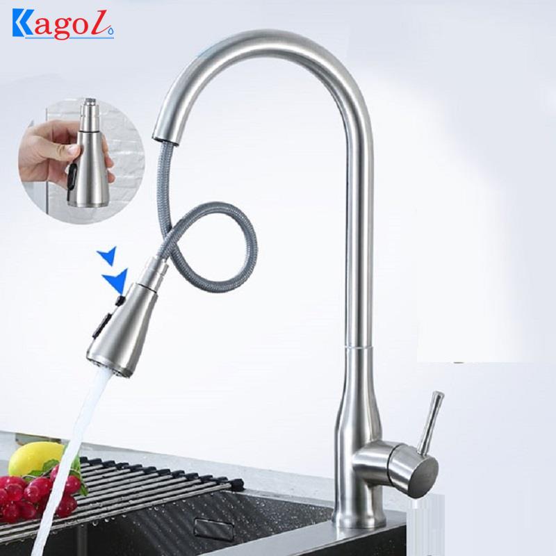 Vòi rửa bát nóng lạnh phủ nano màu đen Kagol K38 - Dây rút - Image 3