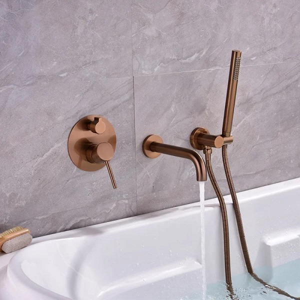 Vòi sen bồn tắm âm tường nóng lạnh mạ màu vàng hồng rose gold Miken MKS-17018RG - Image 4