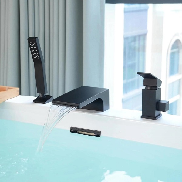 Vòi sen bồn tắm nóng lạnh 4 lỗ mạ màu đen, crom, vàng, vàng hồng, ghi xám Miken MKS-2059-4 - Image 3