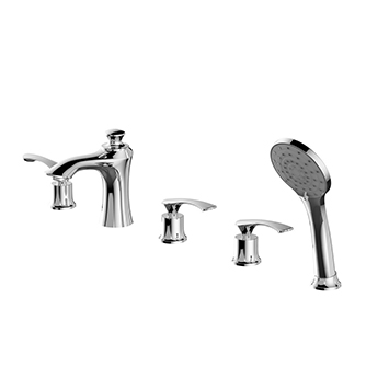 Vòi sen bồn tắm nóng lạnh 5 lỗ mạ màu đen, crom, vàng, vàng hồng, ghi xám Miken MKS-2058-5 - Image 3