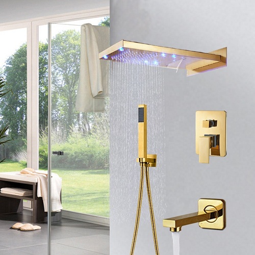 Vòi sen tắm âm tường màu vàng Miken MKSA-245G - Image 4