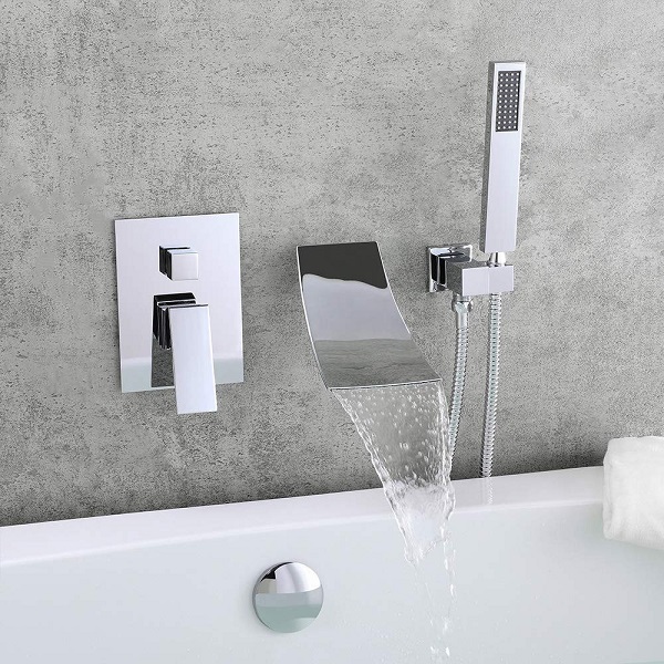 Vòi sen tắm bồn nóng lạnh 5 lỗ màu vàng dáng thiên nga Miken MK-2312181G - Image 5