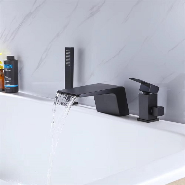 Vòi sen tắm bồn, vòi chậu lavabo âm tường nóng lạnh mạ đen Miken MKS-5069B - Image 4