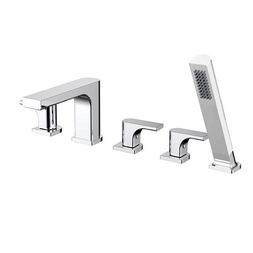 Vòi sen tắm bồn, vòi chậu lavabo âm tường nóng lạnh mạ đen Miken MKS-5070B - Image 5
