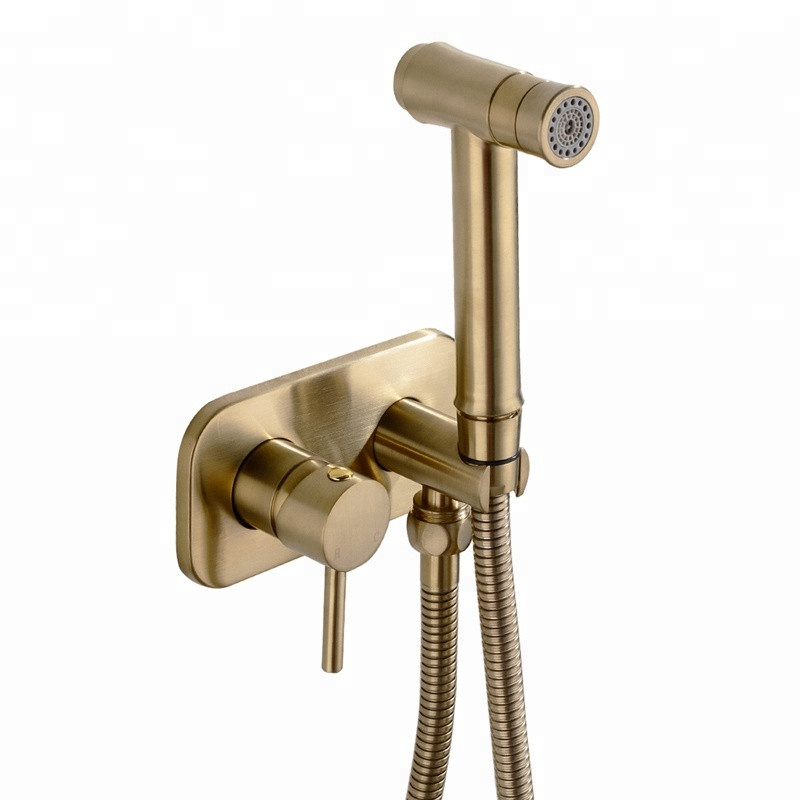 Vòi xịt vệ sinh nóng lạnh âm tường màu vàng Miken F-7503G (Vàng bóng hoặc vàng mờ)