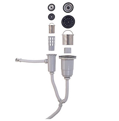 Xi phông chậu rửa bát Hàn Quốc 2 hố lệch (Phi 160 và 90)