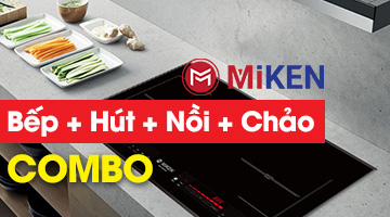 Combo Bếp từ Miken hút mùi nồi chảo từ
